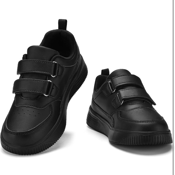 NWOT Size 13 Solid Black Double Hook & Loop Boy Lightweight Sneakers Shoes - Picture 14 of 15